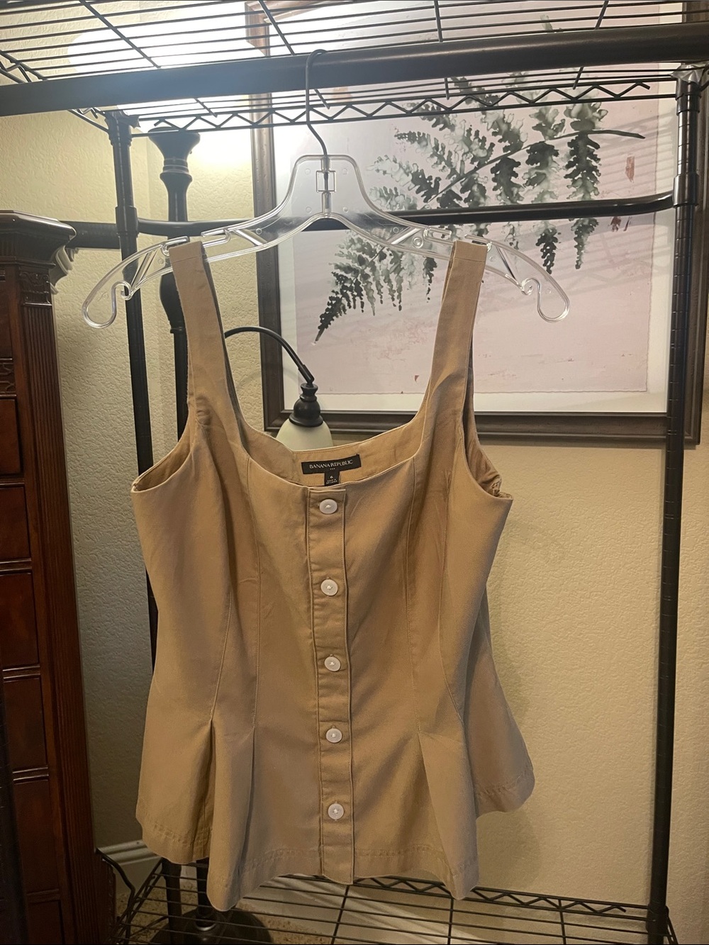Banana Republic Beige Button-Front Peplum Camisole